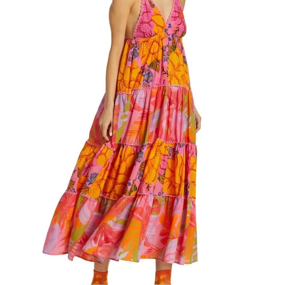 FARM Rio Pink & Orange Tropical Tiered Maxi Dress - Picture 2 of 12